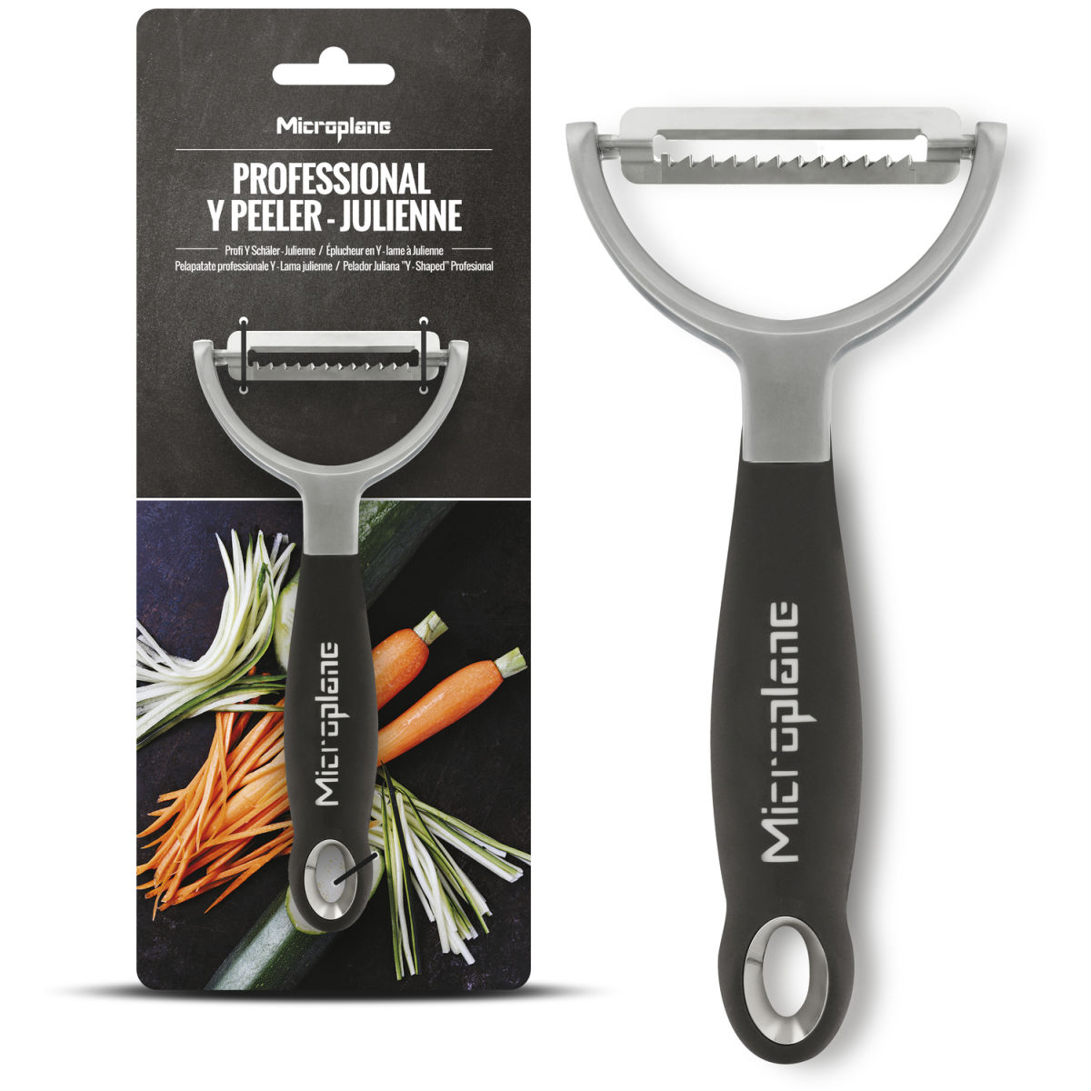 Pelaverdure professionale Julienne Microplane; 16.4x7.5x2.5 cm (LxLxH); nero