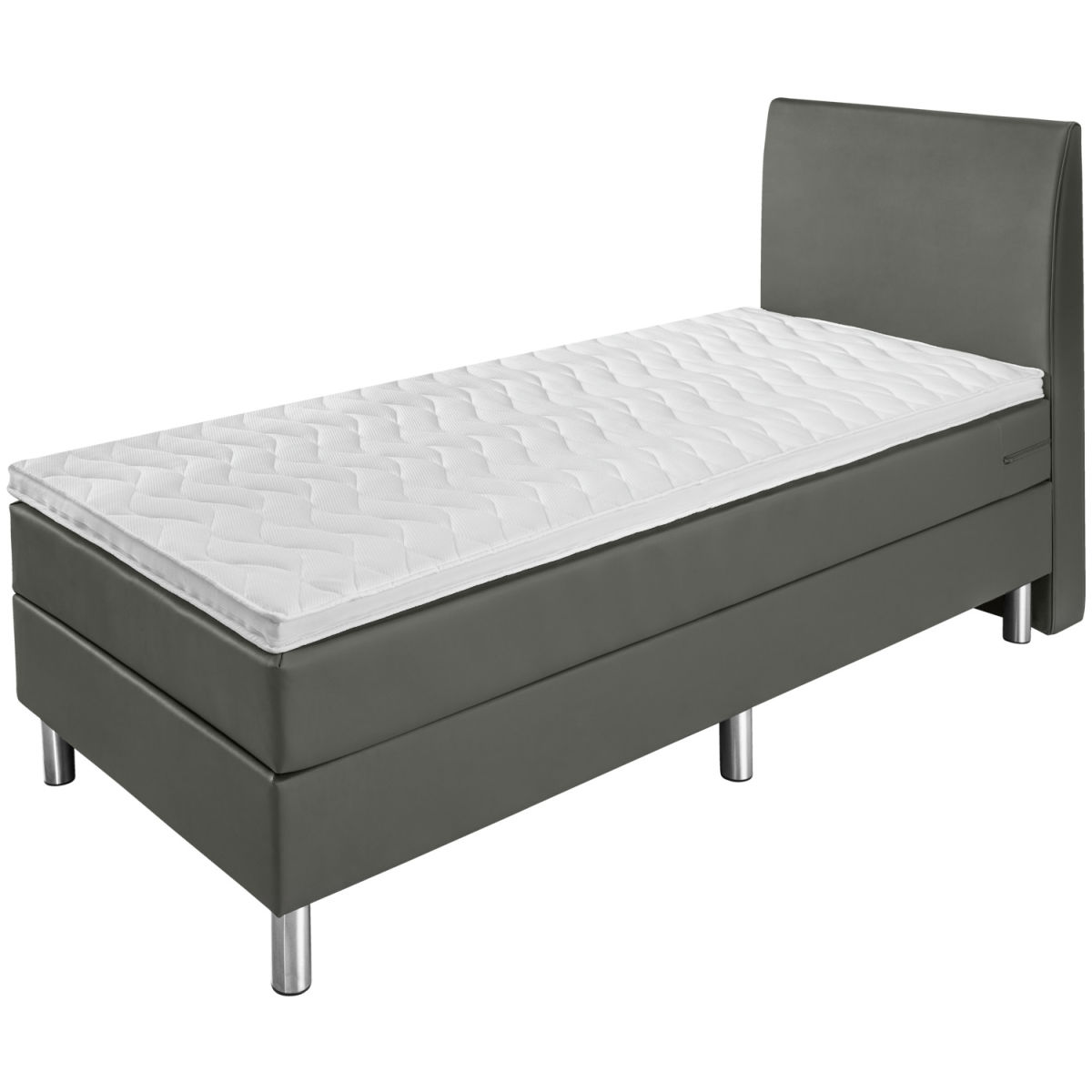 Vega Boxspringbed Basic Synthetisch leer, glad hoofdbord; 90x200x63 cm (BxLxH); donkergrijs; hard