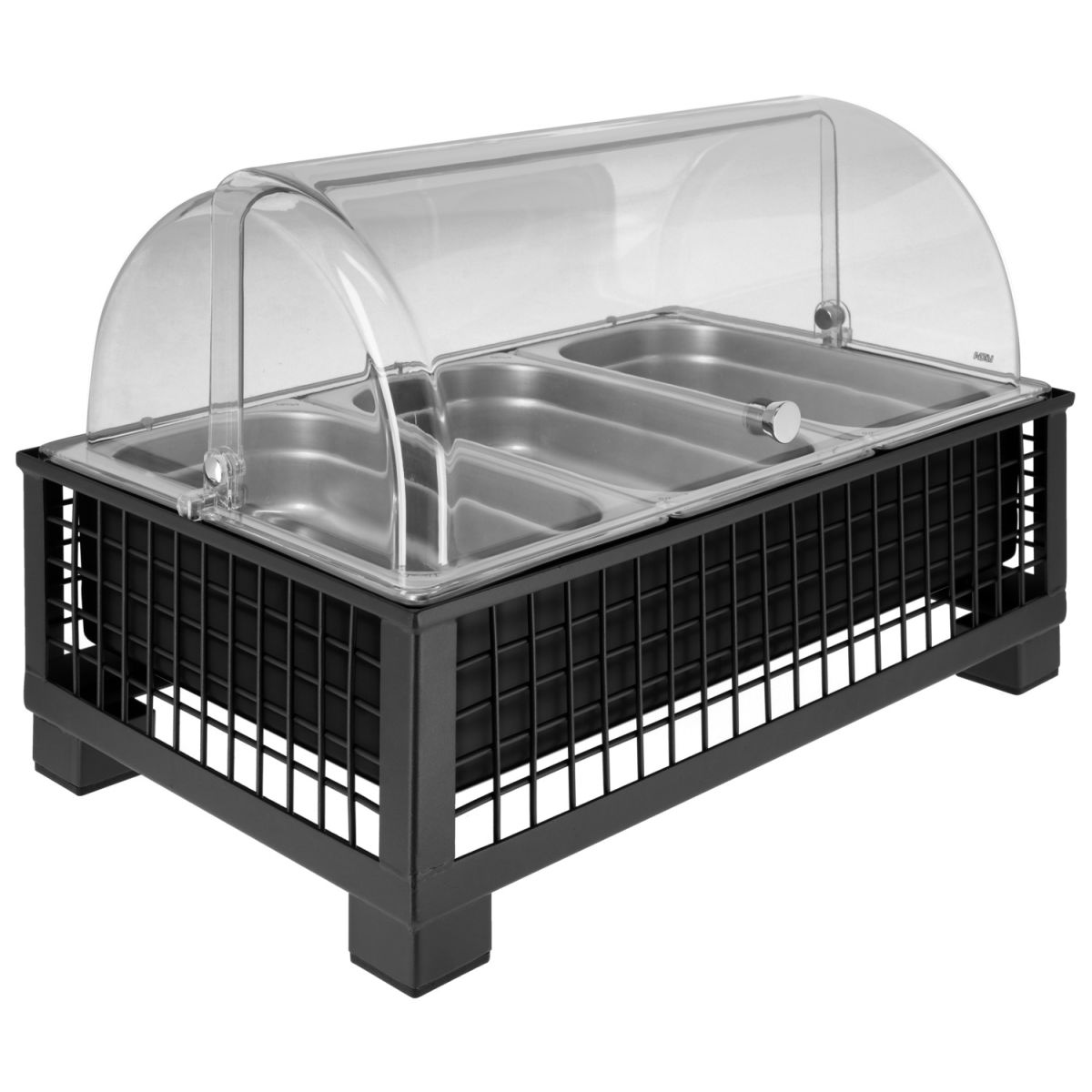 Vetrina salvafreschezza Portland 6,5 cm acciaio inox 3 x 1/3 VEGA; Misura GN 1/1, 55.4x35.2x29.9 cm (LxLxH); antracite/trasparente/acciaio inox; rettangolare