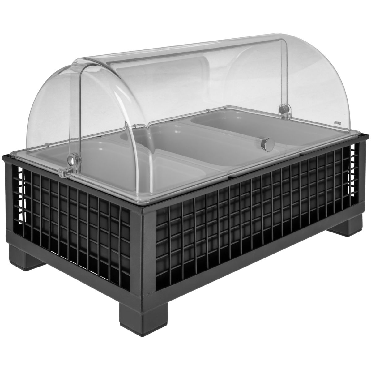 Vetrina salvafreschezza Portland 10 cm melamina bianca 3 x 1/3 VEGA; Misura GN 1/1, 55.4x35.2x29.9 cm (LxLxH); antracite/trasparente/bianco; rettangolare