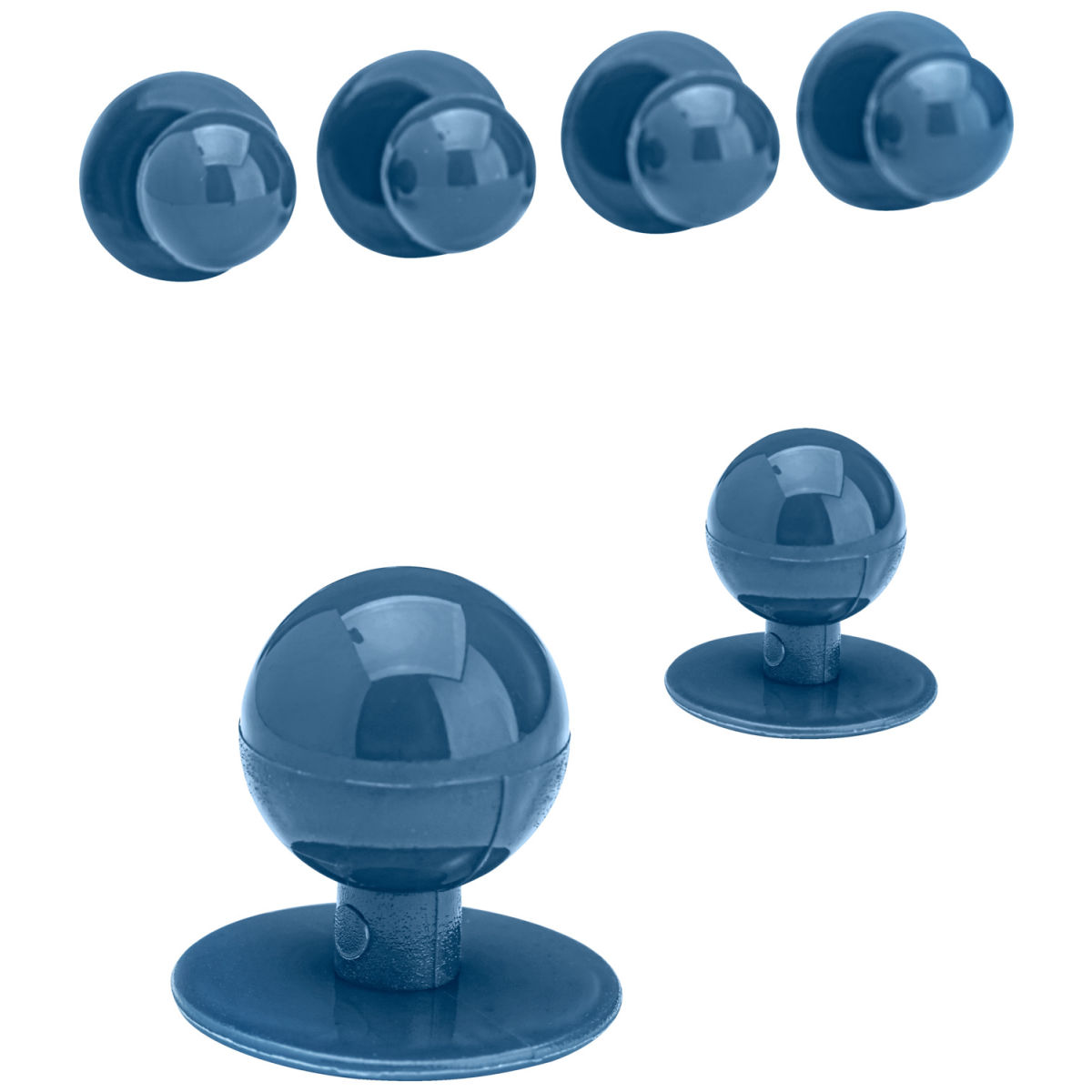 Botones de bola lisos PULSIVA; azul oscuro; redonda; 12 pz. / Paquete