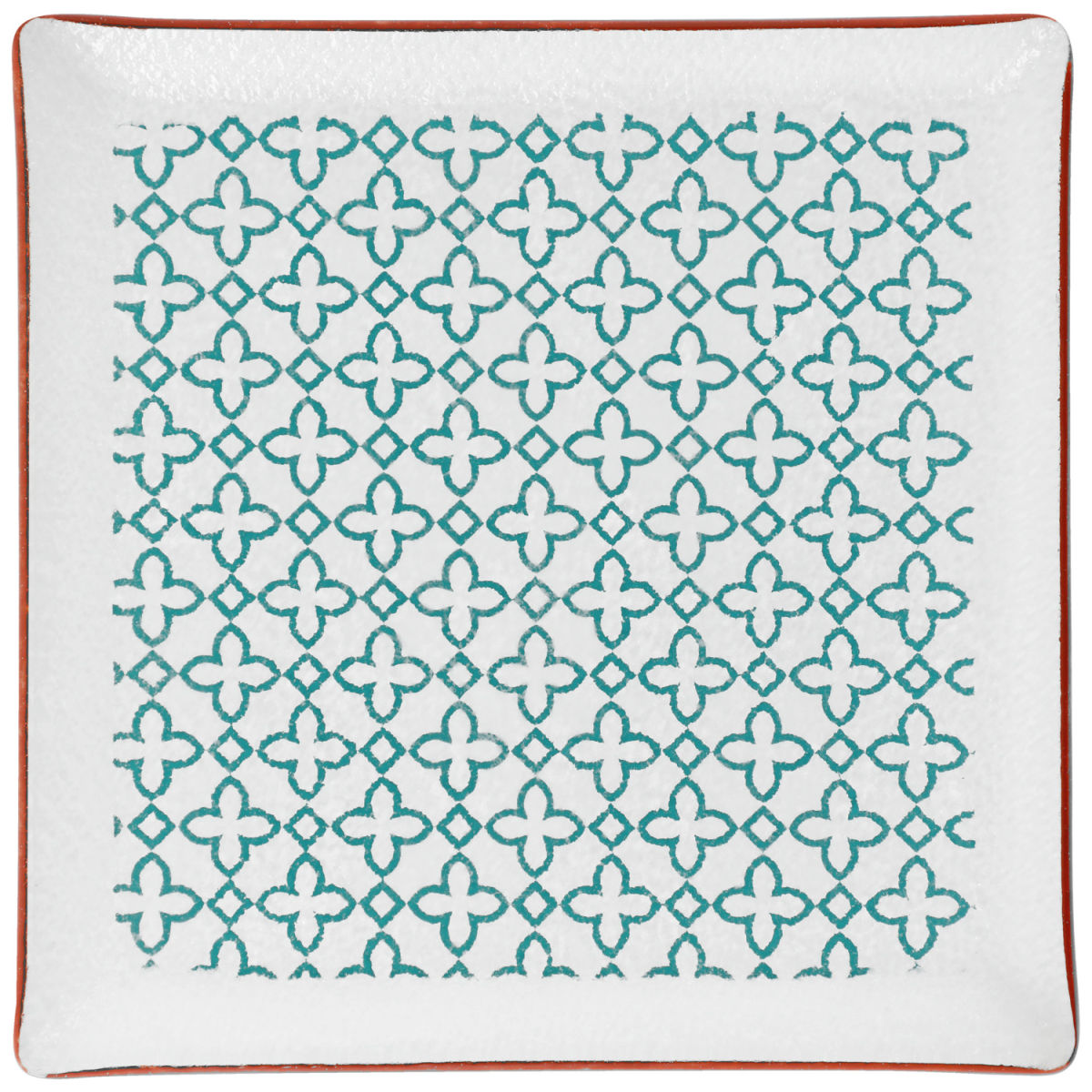 Piatto in vetro Isalie VEGA; 25x25 cm (LxL); bianco/turchese; quadrata; 6 pz. / confezione