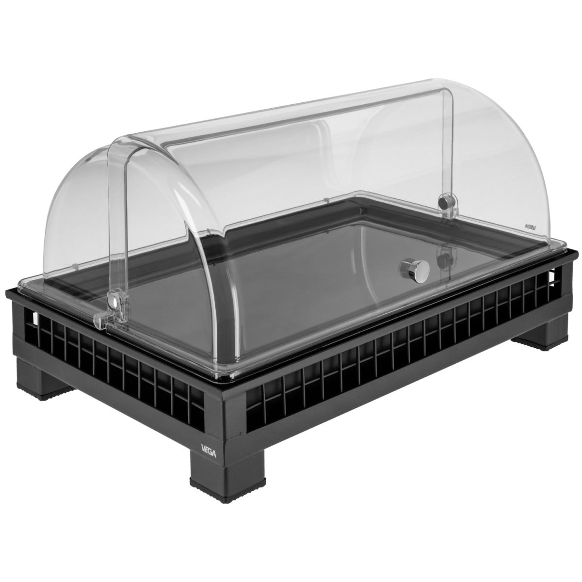 Vetrina salvafreschezza Portland melamina nera 1/1 VEGA; Misura GN 1/1, 55.4x35.2x29.9 cm (LxLxH); antracite/trasparente/nero; rettangolare