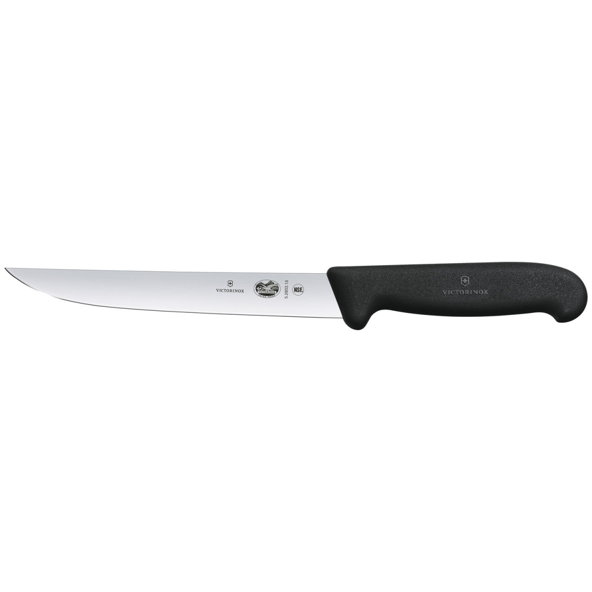 Coltello trinciante Fibrox dritto Victorinox; lunghezza lama 18 cm, 31.4 cm (L); argento/nero