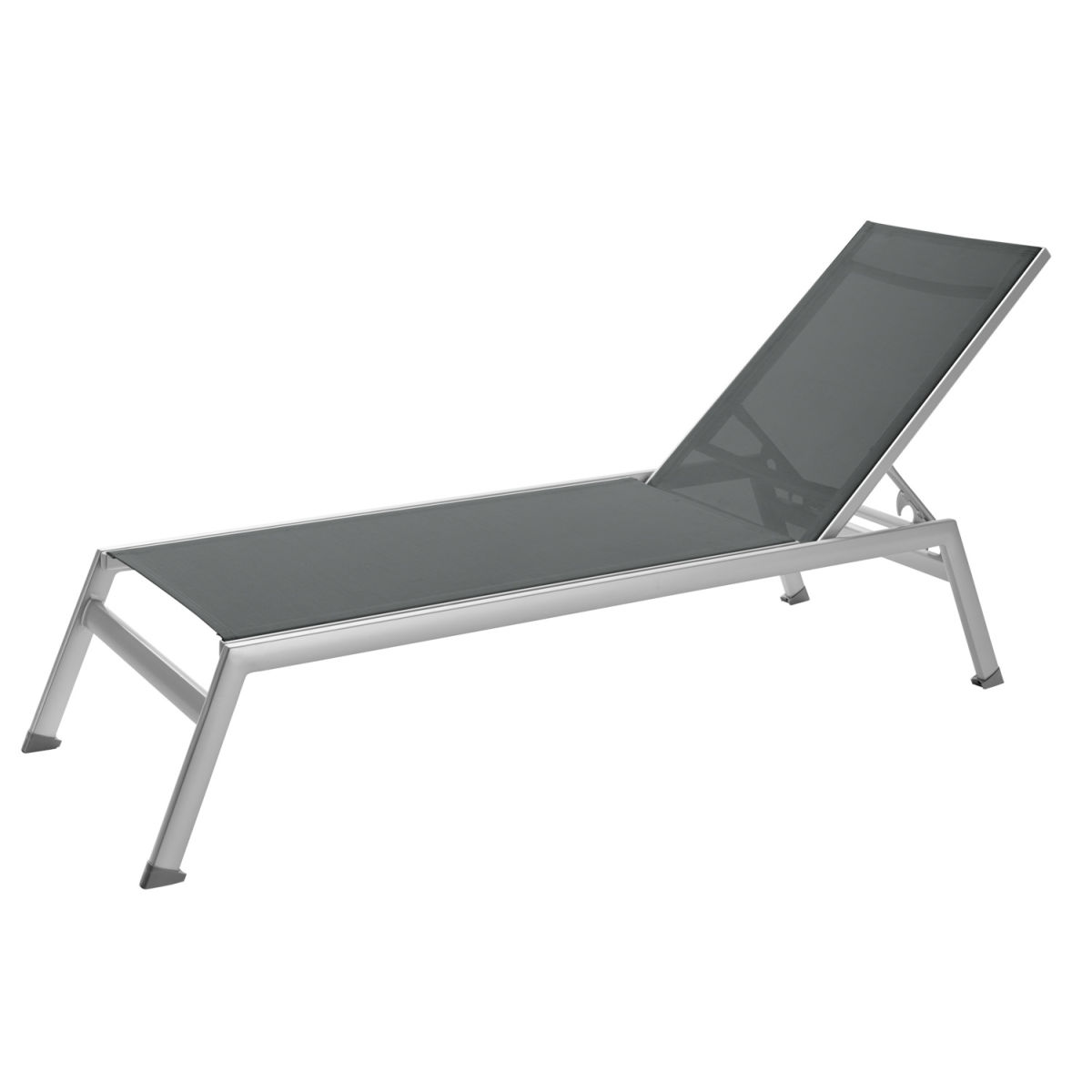 VEGA Sonnenliege Tailor 208x59x34 cm (LxBxH); Sitz anthrazit, Gestell silber