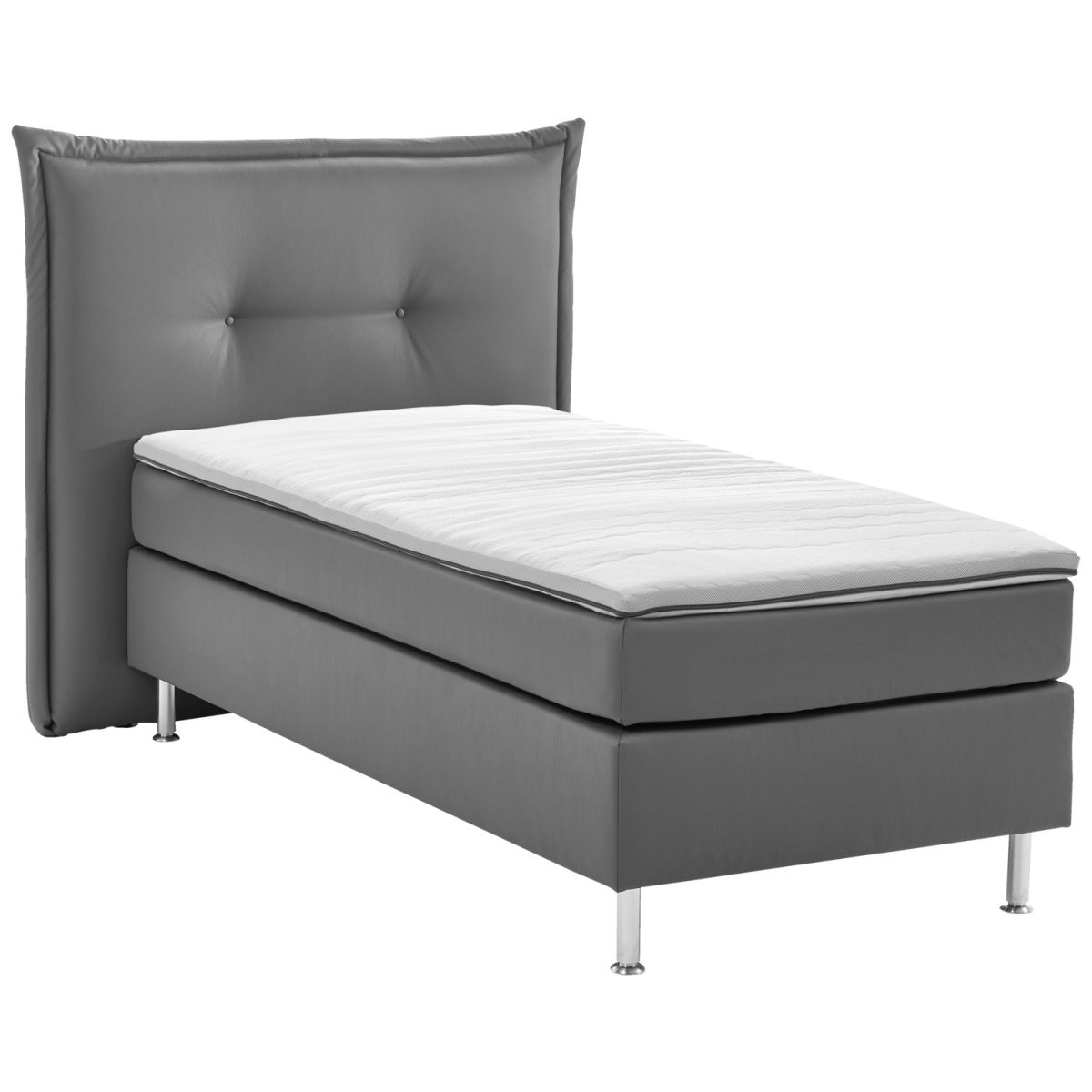 Letto completo Ambisuite Deluxe similpelle, schienale imbottito con trapuntatura a bottoni ERWIN M.; 90x200x62 cm (LxLxH); antracite