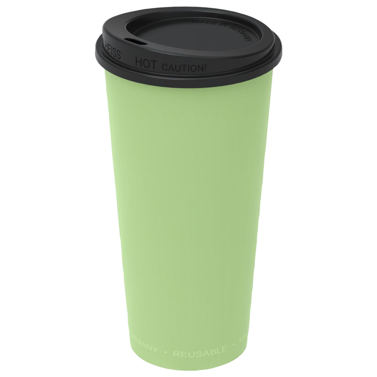 Tazza riutilizzabile Michigan con coperchio elasto REuse; 400ml, 7.9x14.7 cm (ØxH); verde/nero; 25 pz. / confezione