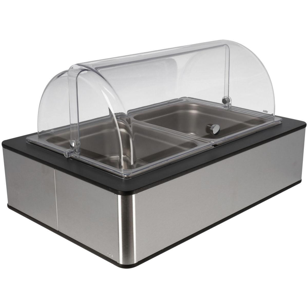 Vetrina salvafreschezza Fundale antracite 10 cm acciaio 2 x 1/2 VEGA; Misura GN 1/1, 63x42.5x33.9 cm (LxLxH); antracite/trasparente/acciaio inox; rettangolare