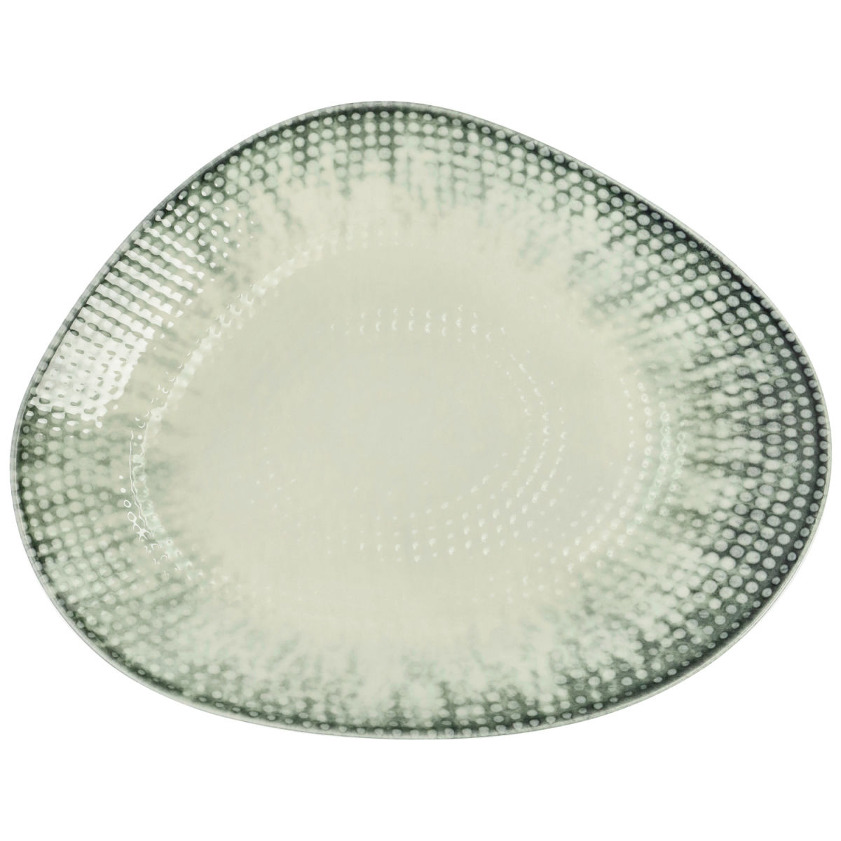 Piatto piano Kuori forma organica VEGA; 30x23.5 cm (LxL); bianco/grigio/nero; organica; 4 pz. / confezione