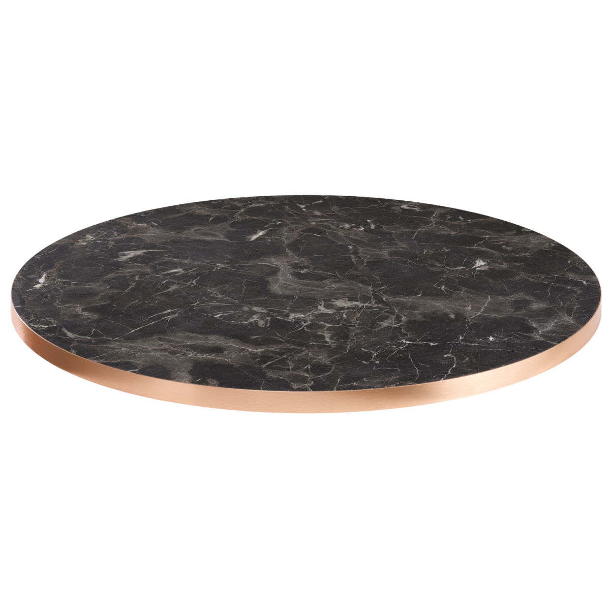 Piano tavolo effetto marmo Marvani rotondo VEGA; 80x2.5 cm (ØxH); rame/nero/marmorizzato; rotonda
