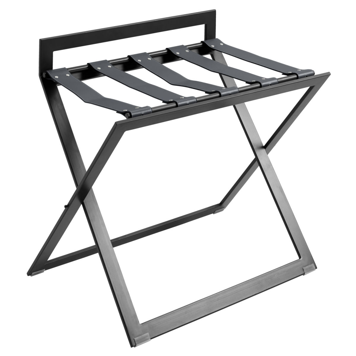 Portavaligie Bagagio Verniciato a polvere antracite cinghie in similcuoio antracite VEGA; 70x46x64.5 cm (LxPxH); nero