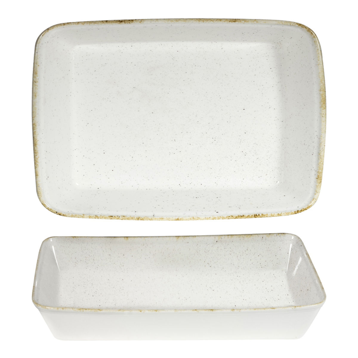 Ciotole buffet Hints Barley White rettangolari Churchill; 3500ml, 38x25x6.2 cm (LxLxH); bianco/marrone; rettangolare; 4 pz. / confezione