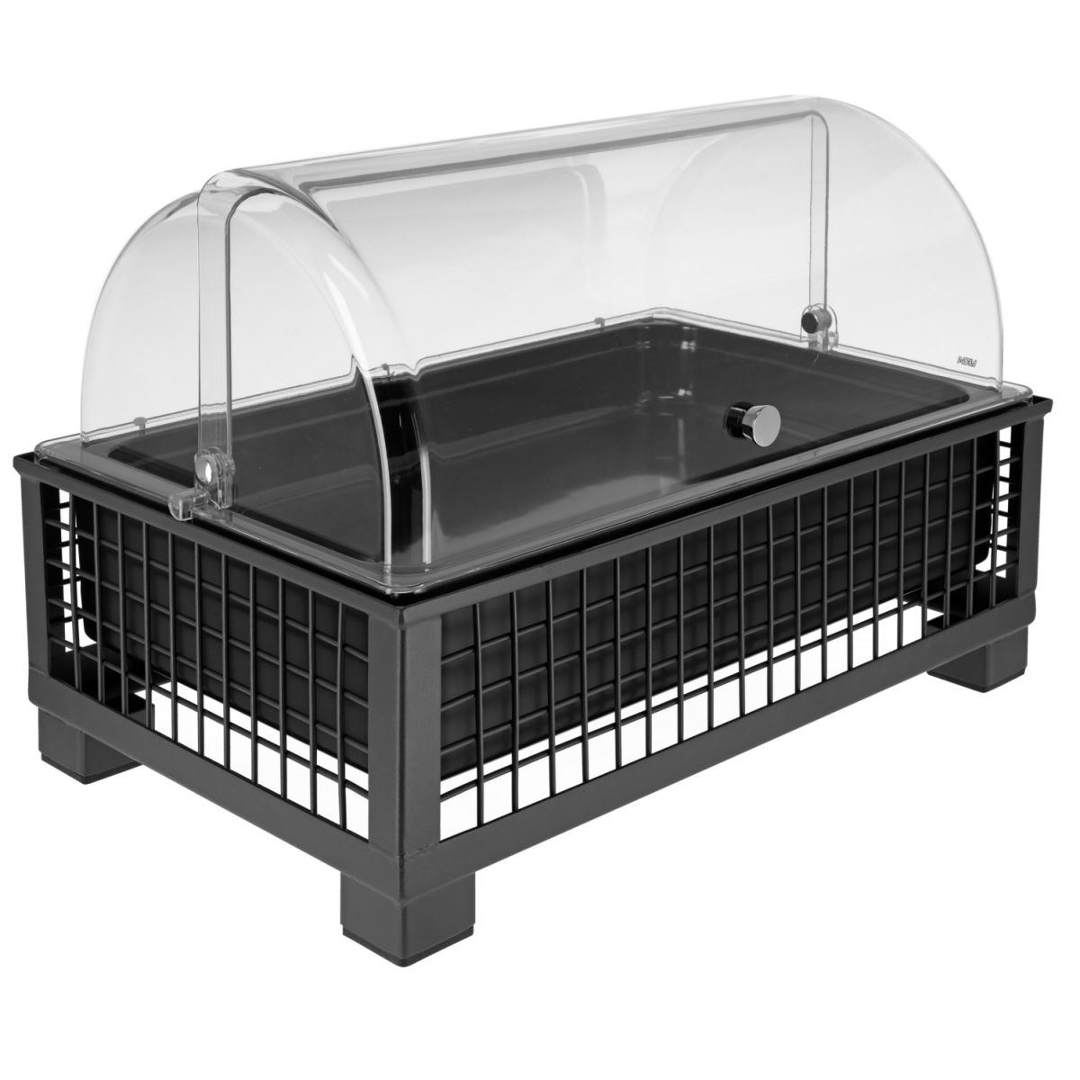 Vetrina salvafreschezza Portland 6,5 cm melamina nera 1/1 VEGA; Misura GN 1/1, 55.4x35.2x29.9 cm (LxLxH); antracite/trasparente/bianco; rettangolare