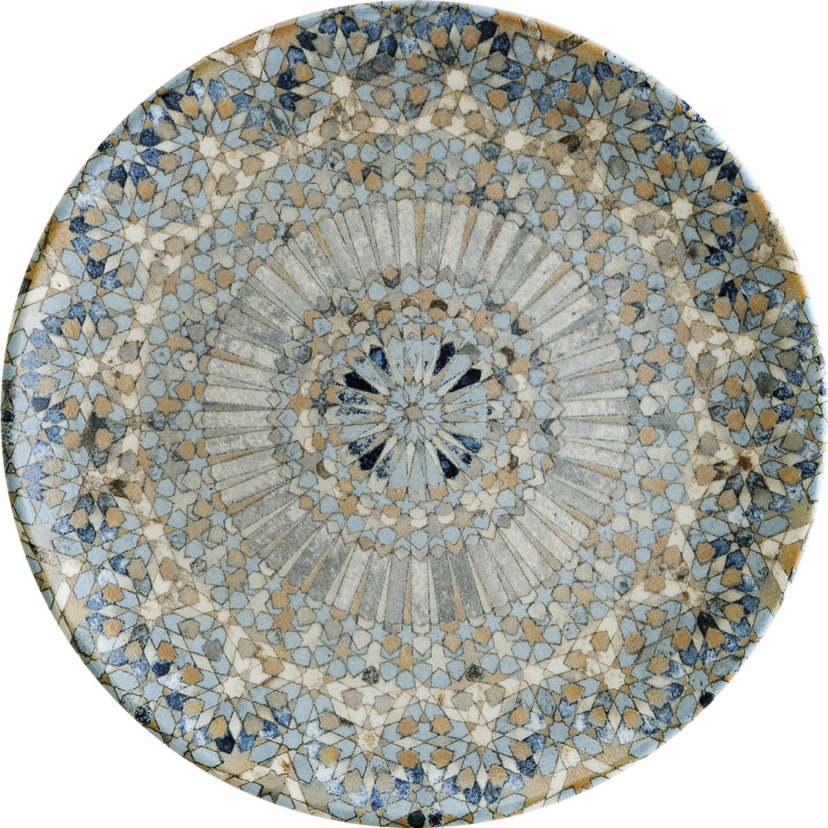 Bonna Plat bord Luca Mosaic; 17 cm (Ø); oranje/donkerblauw/lichtblauw/geel/wit; rond; 12 stuk / verpakking