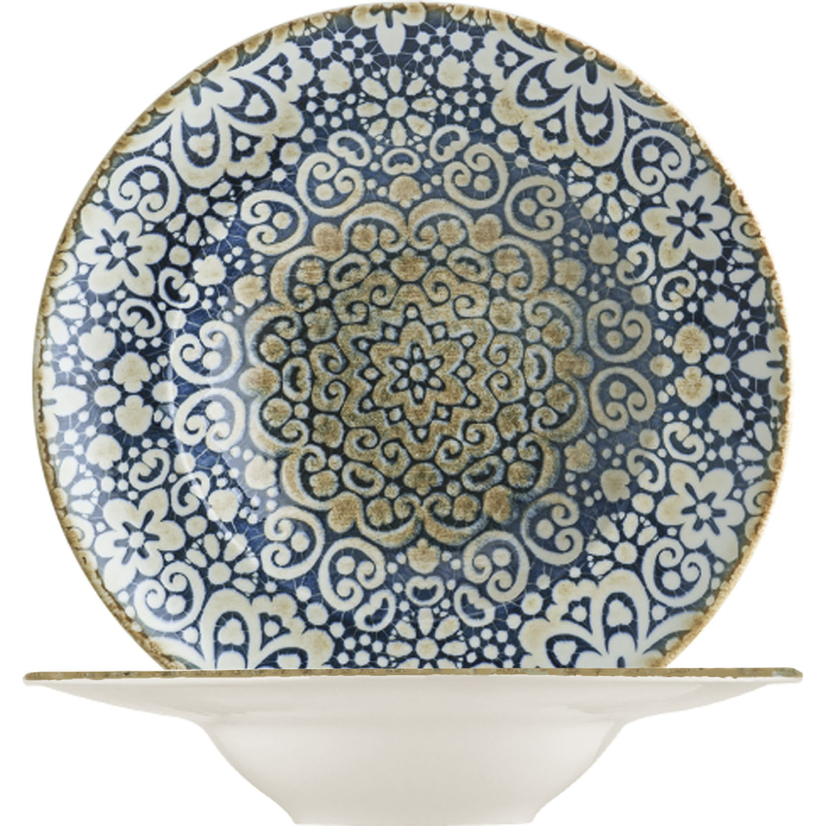 Bonna Pastabord Alhambra; 400 ml, 28x5.5 cm (ØxH); blauw/wit/bruin; rond; 6 stuk / verpakking