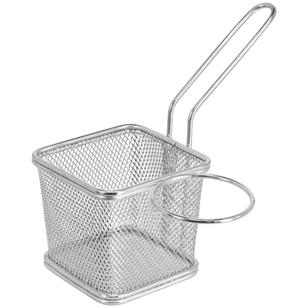 Cestello per fritti Niragua rettangolare con inserto per ciotola salse VEGA; 10x9x9 cm (LxLxH); argento; rettangolare