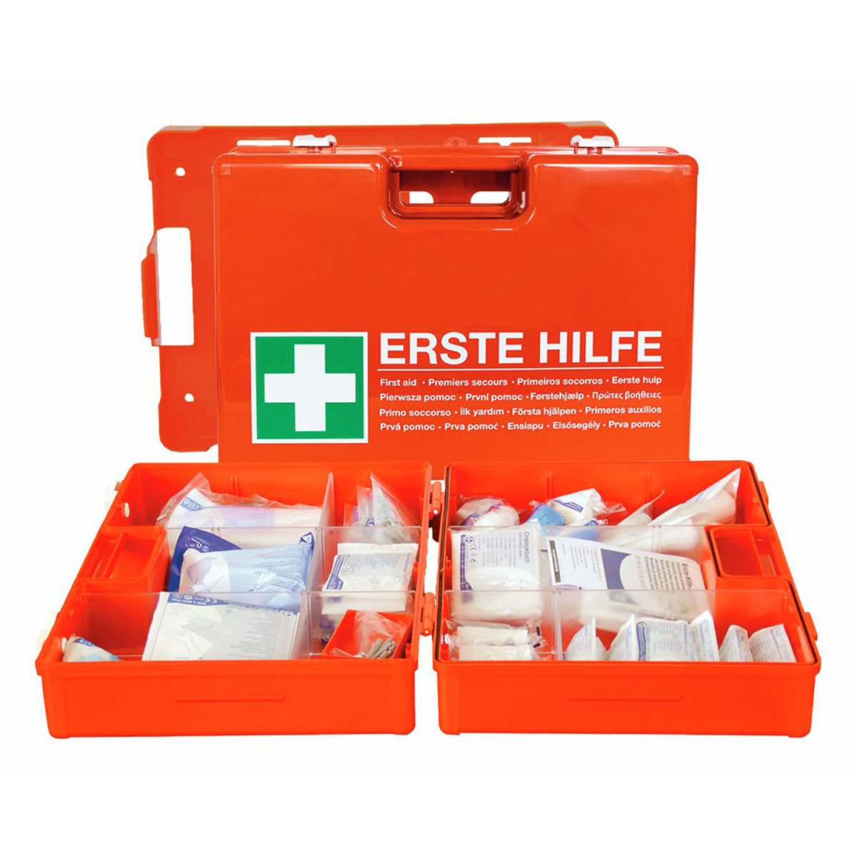 Cassetta pronto soccorso DIN 13169 Hygonorm; 34x24x12 cm (LxLxH); arancione