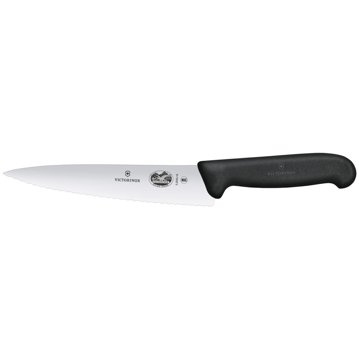 Coltello da cucina Fibrox lama seghettata Victorinox; lunghezza lama 19 cm, 31.5 cm (L); argento