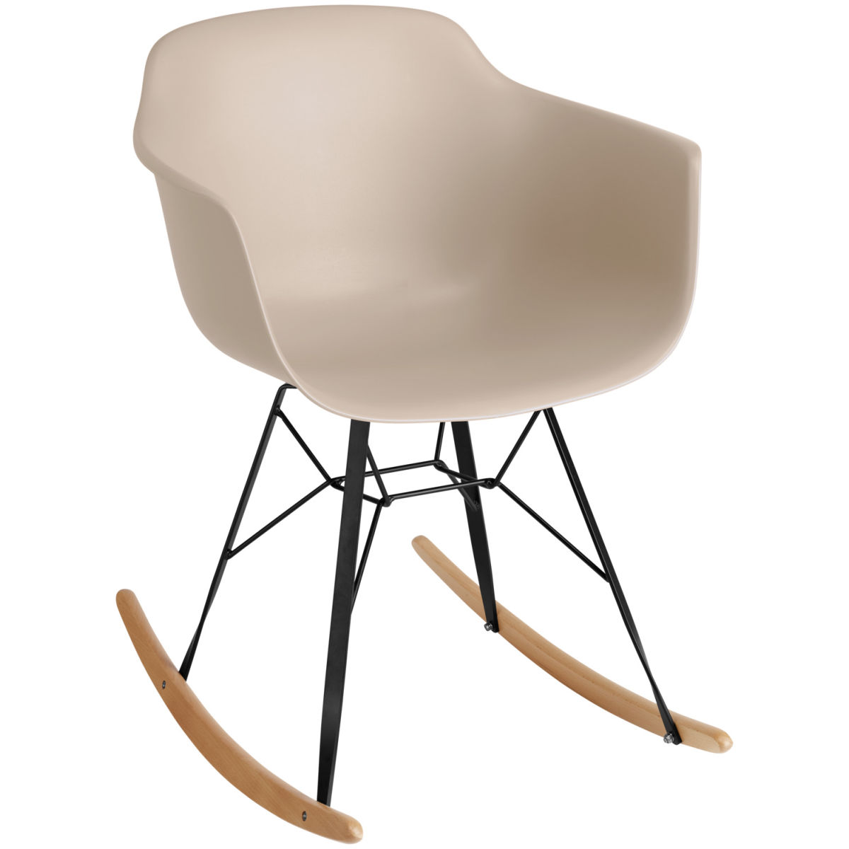 Sedia a dondolo Emeo con braccioli VEGA; 69x58x82.5 cm (LxPxH); seduta ecrù, struttura quercia/naturale; 2 set / confezione