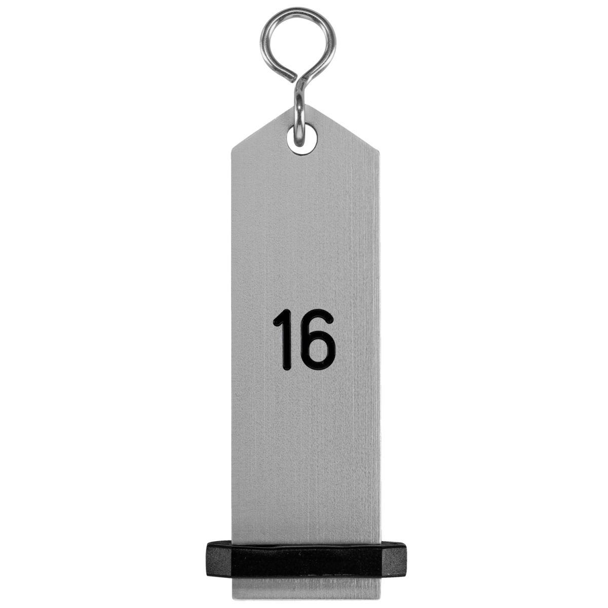 Portachiavi Bumerang con incisione numeri VEGA; 10x3 cm (LxL); argento; incisione 16