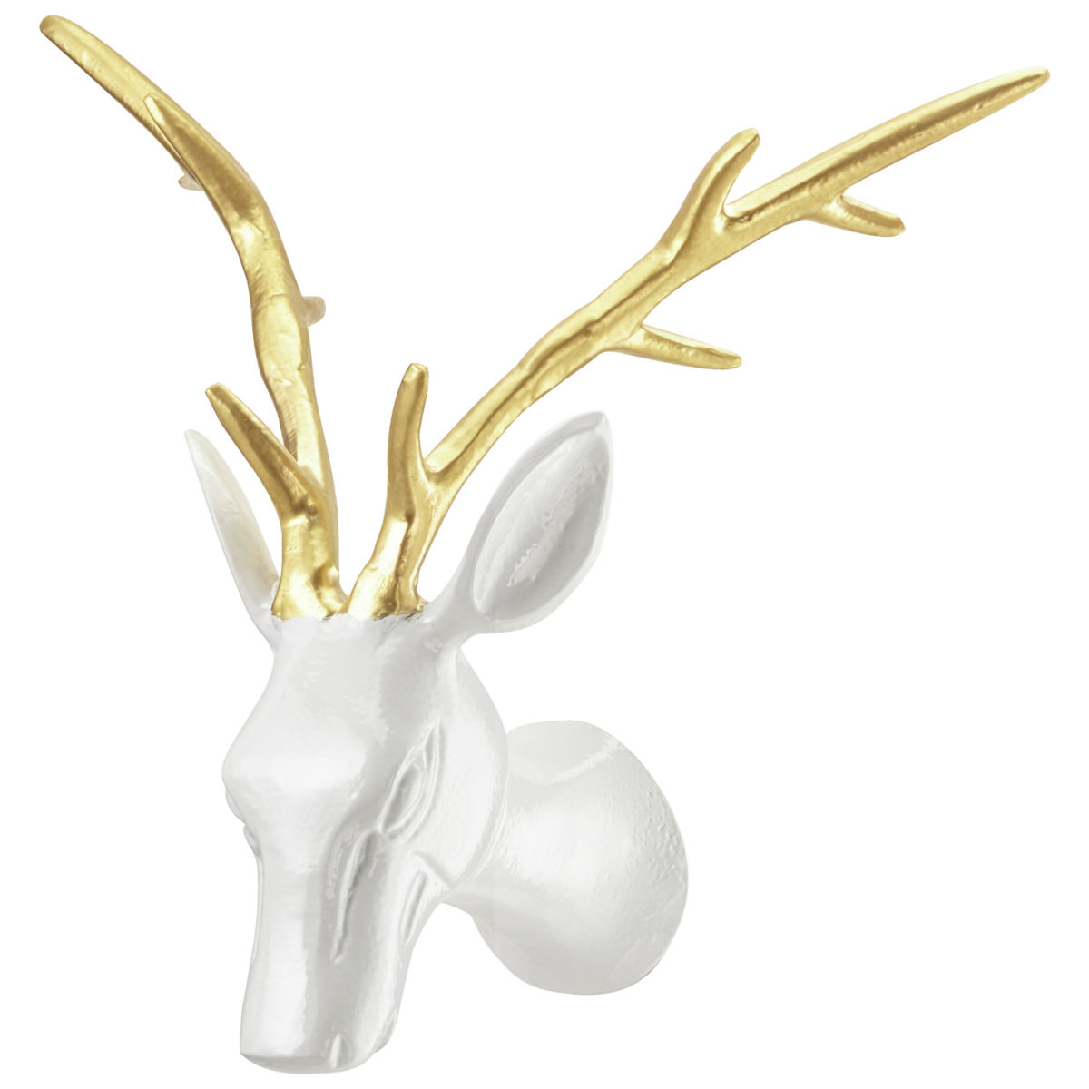 Testa di cervo da parete Gesa VEGA; 25x36x14 cm (LxHxP); bianco/oro