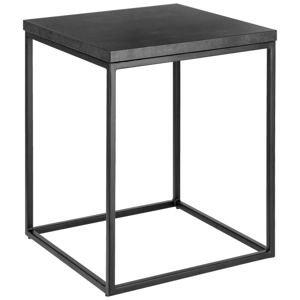 Vega Bijzettafel Deven vierkant laminaat; 40x40x50 cm (LxBxH); Tafelblad steengrijs, frame zwart; vierkant