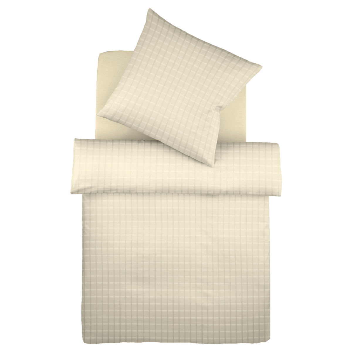 Coordinato letto Apus Fleuresse; 155x220 cm (LxL), 80x80 cm (LxL); beige lino