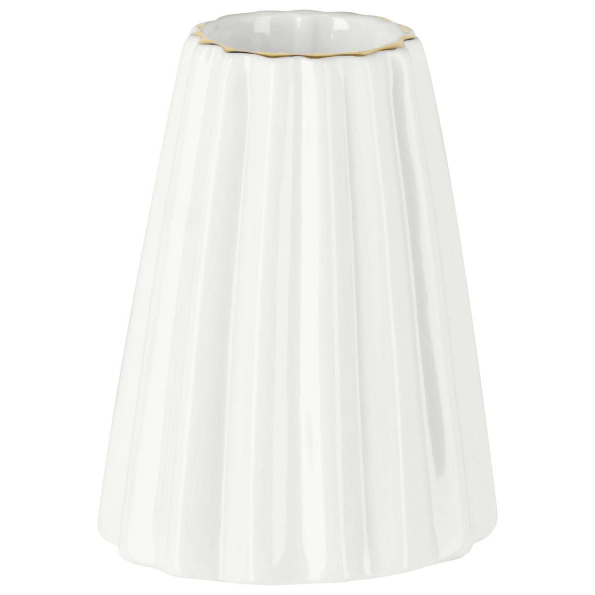 Candeliere affusolato Demian; 5.7x5.5x7 cm (LxLxH); bianco/oro