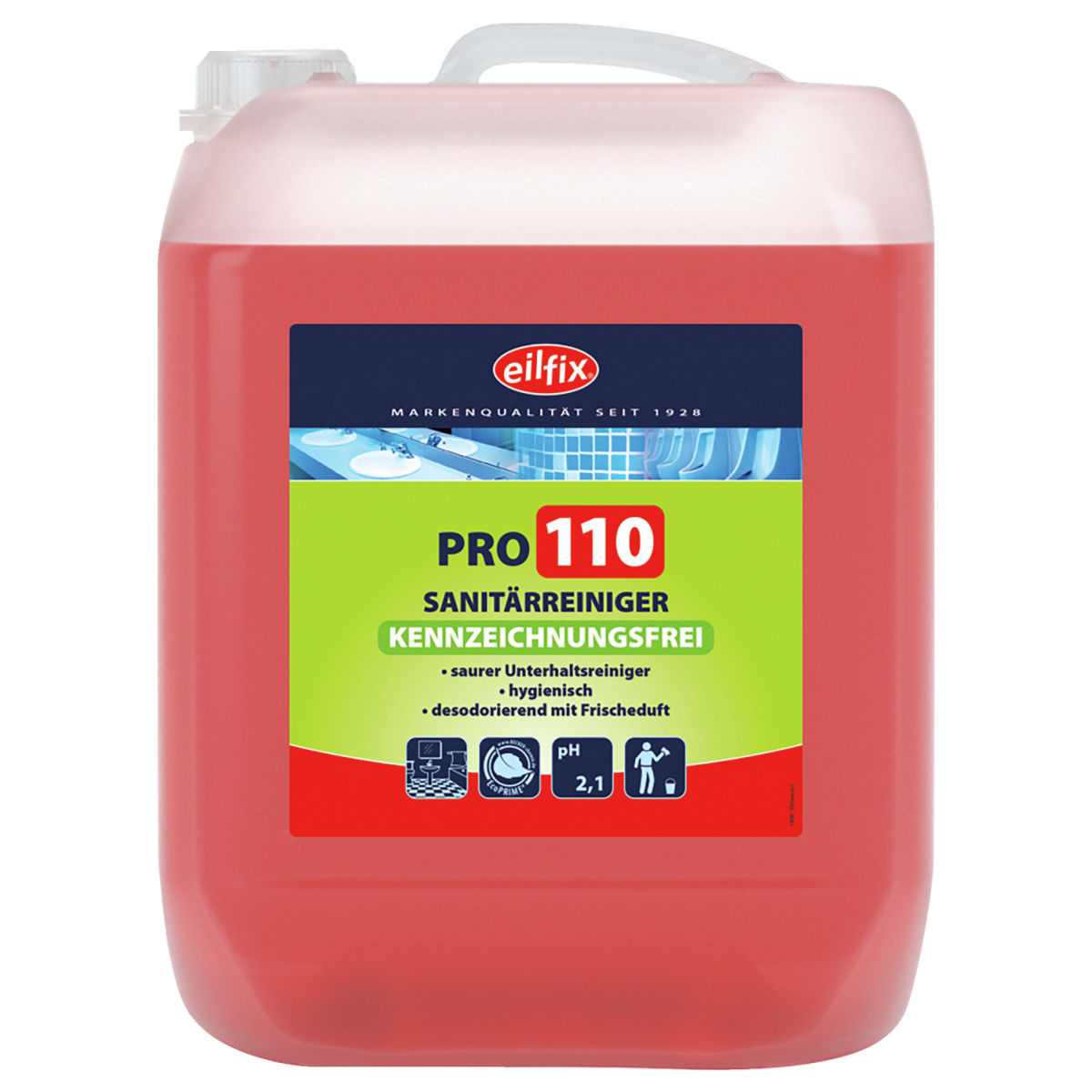 Limpiador sanitario green Pro 110 Garrafa no etiquetada según el SGA Eilfix; 10000 ml; rojo