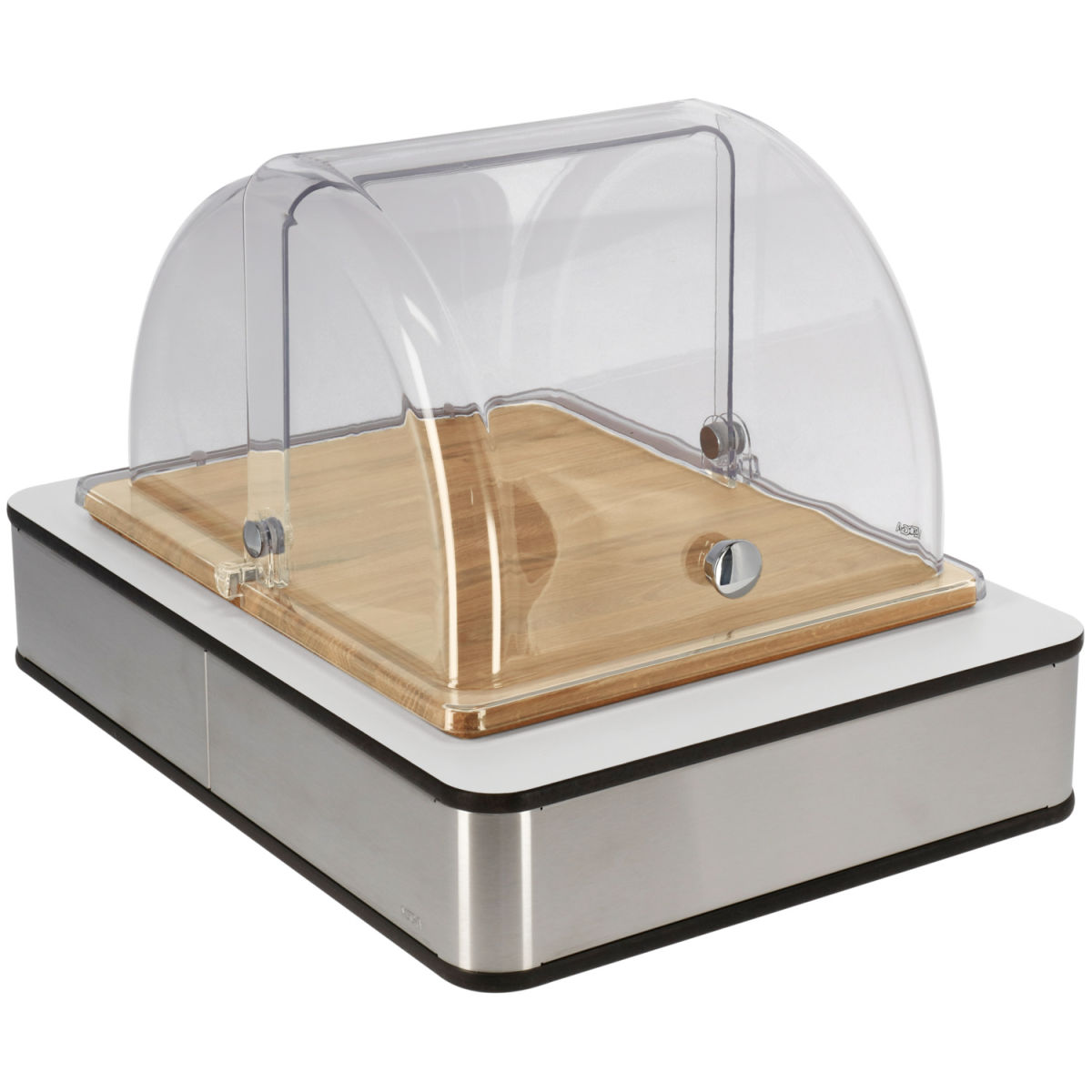VEGA Buffetvitrine Fundale mittel, GN 1/2, Holz; GN 1/2, 42.5x31.5x27.4 cm (LxBxH); edelstahl/weiß/eiche/transparent; rechteckig