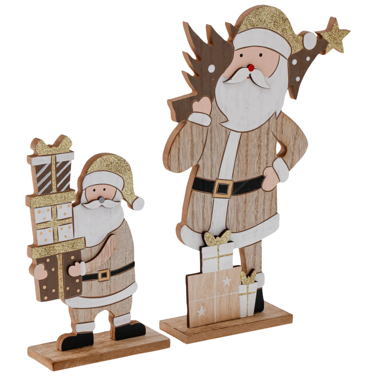 Decorazione Babbo Natale Serra 2 pz. VEGA; 17x30 cm (LxH); marrone/oro/verde/tortora