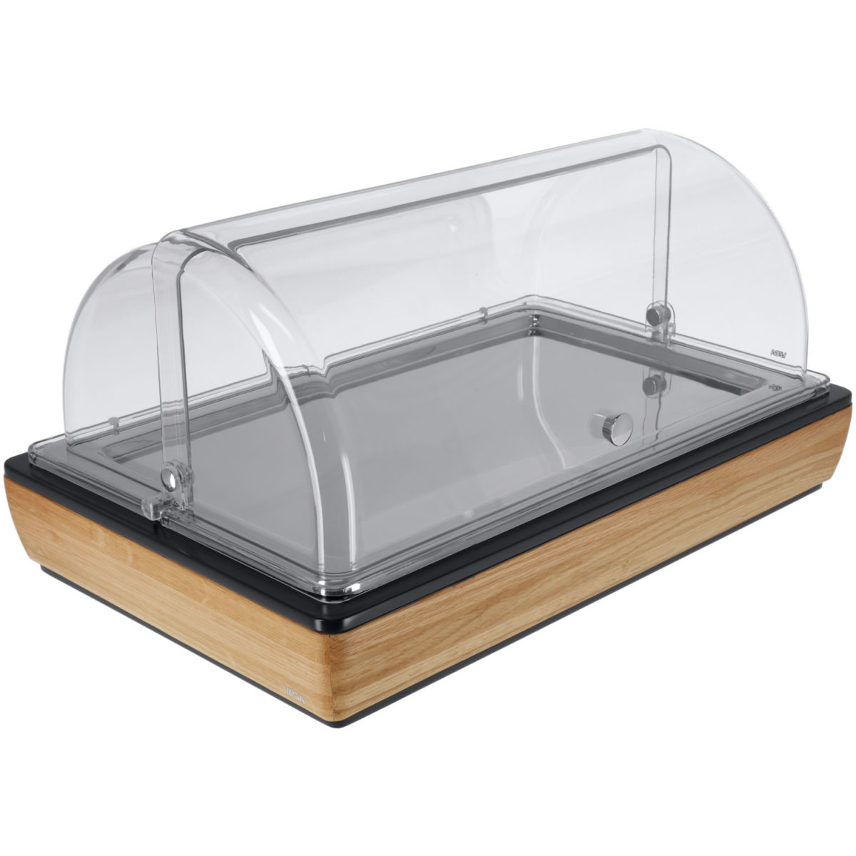 Vetrina Montana media, GN 1/1, in acciaio VEGA; GN 1/1, 57x36.5x27.4 cm (LxLxH); quercia/trasparente/acciaio inox; rettangolare