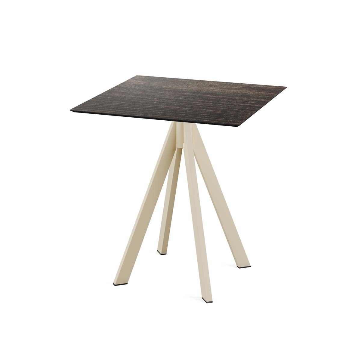 Feros Terrassentisch Infinity Sand Gestell + HPL quadratisch 70x70x73.2 cm (LxBxH); dunkelbraun; quadratisch