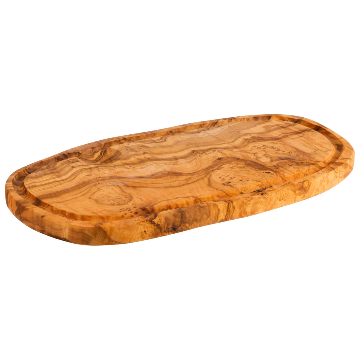 APS Servierbrett OLIVE, Olivenholz, mit Saftrinne 34.5x18.5x2 cm (LxBxH); braun; rechteckig