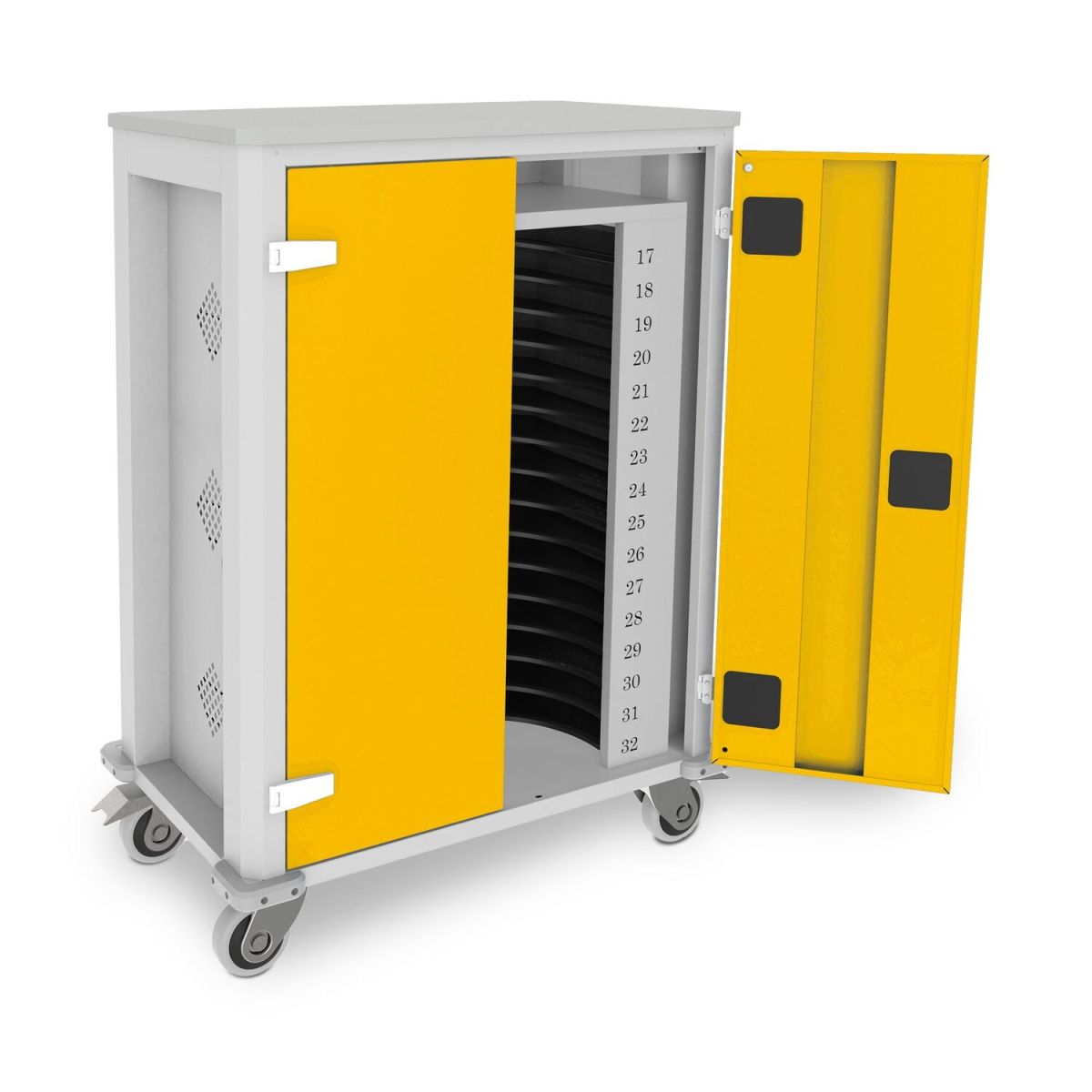 rotstahl Tabletwagen Power für 32 Tablets mit lichtgrauem Korpus 73x44x105 cm (BxTxH); gelb