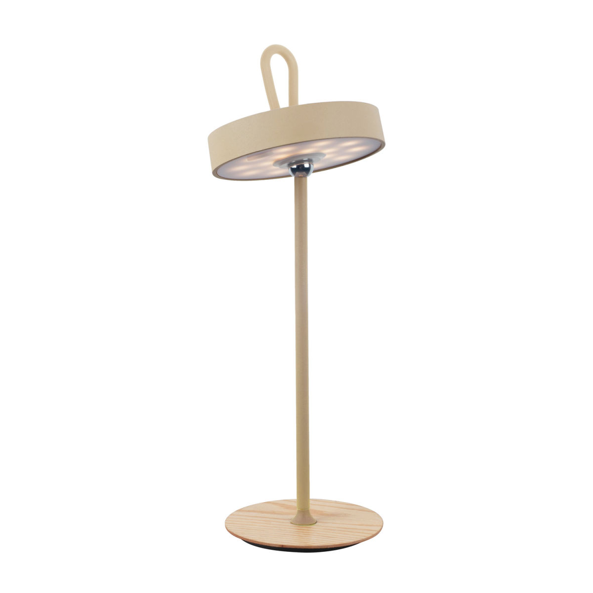 NÄVE Leuchten LED-Akku-Tischleuchte ELLI 13x13x13x36 cm (LxBxØxH); beige; Gestell braun