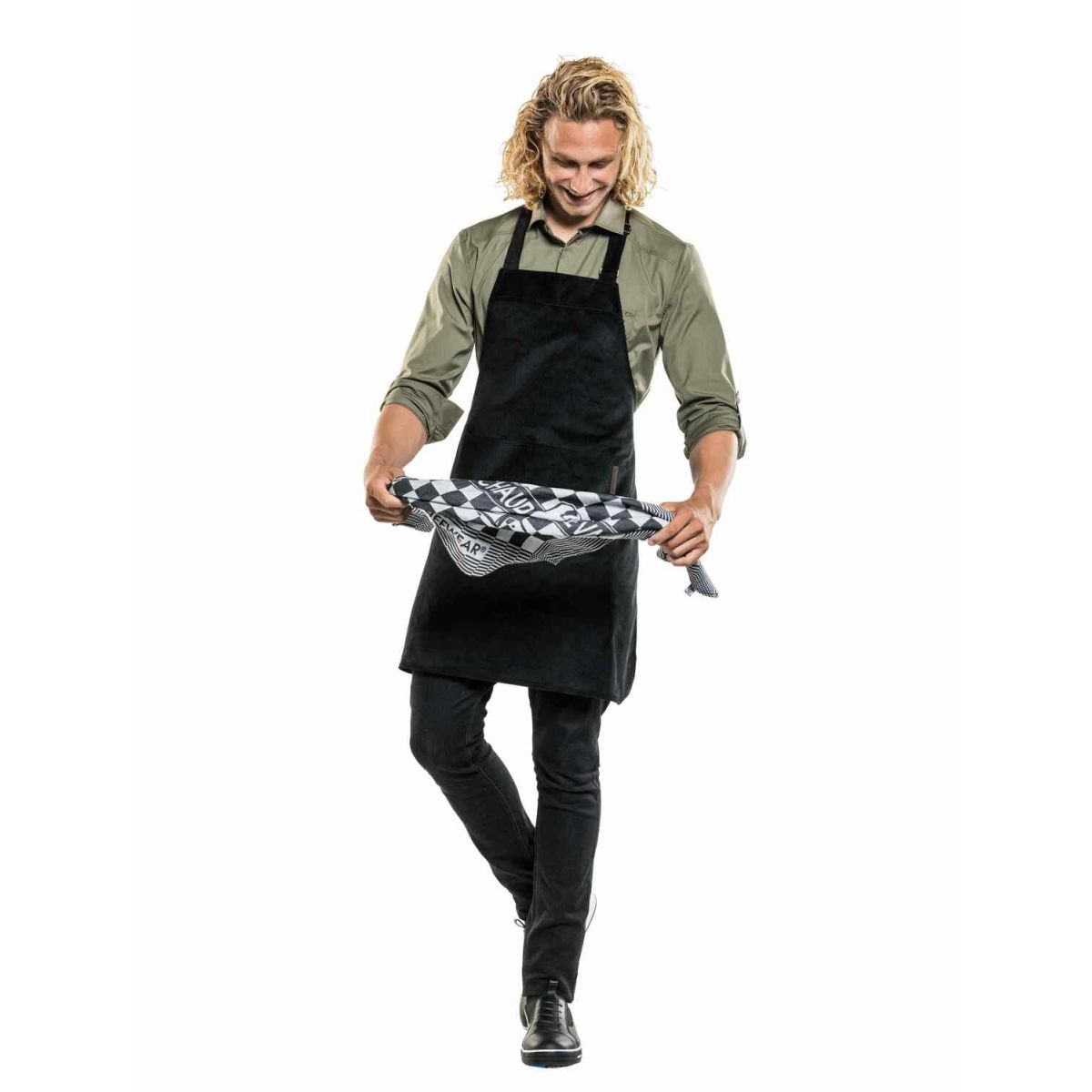 Chaud Devant Latzschürze Base Black Velvet W70–L85 85x70 cm (LxB); schwarz