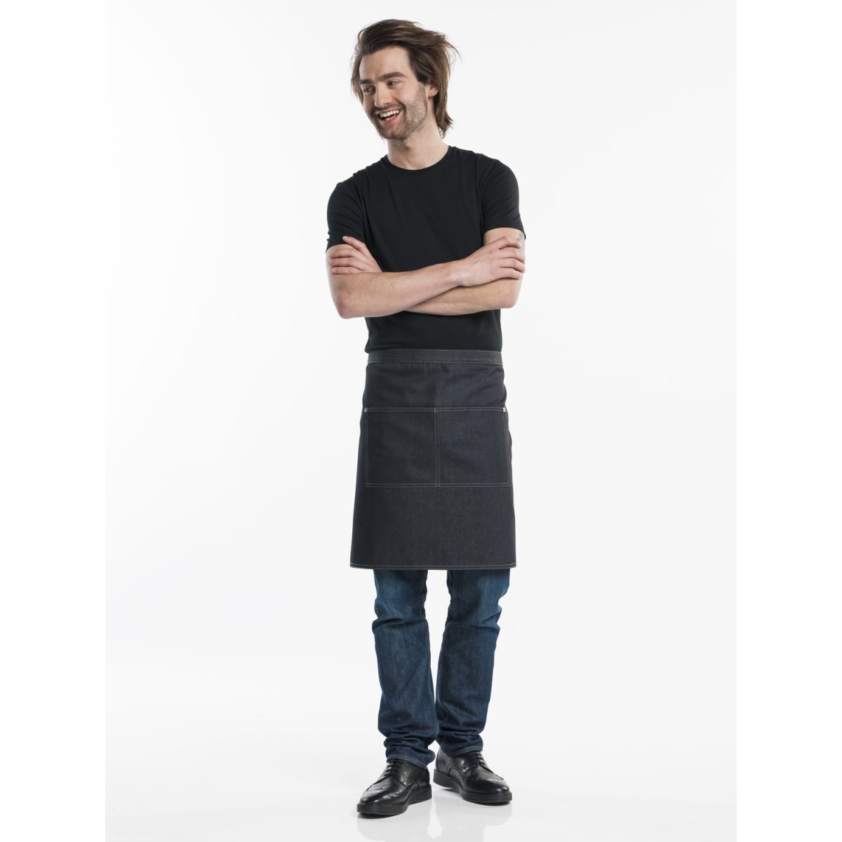 Chaud Devant Bistroschürze Black Denim W90 – L50 50x90 cm (LxB); schwarz