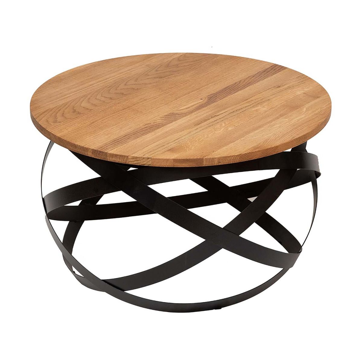Infantil Couchtisch 'Luca', Wildeiche 70x70x40x70 cm (LxBxHxØ); Platte braun, Gestell schwarz; rund