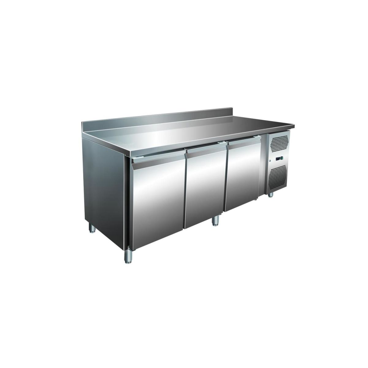 A&S Polarny VIP Kühltisch mit 3 Türen und Aufkantung -2 bis +8°C 1.795x700x960 mm 179.5x96x70 cm (BxHxT); edelstahl