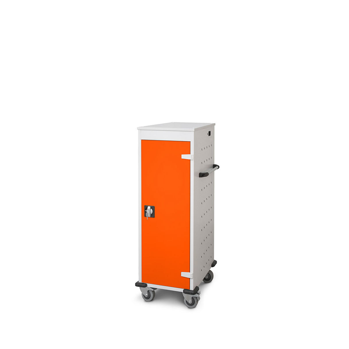 rotstahl Laptopwagen 10 Fächer mit lichtgrauem Korpus 53x125 cm (BxH); orange