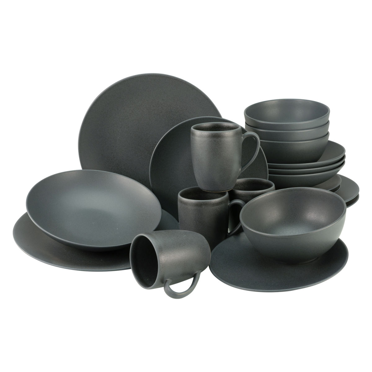 Soft Touch - Servizio combinato da 20 pezzi CreaTable; nero