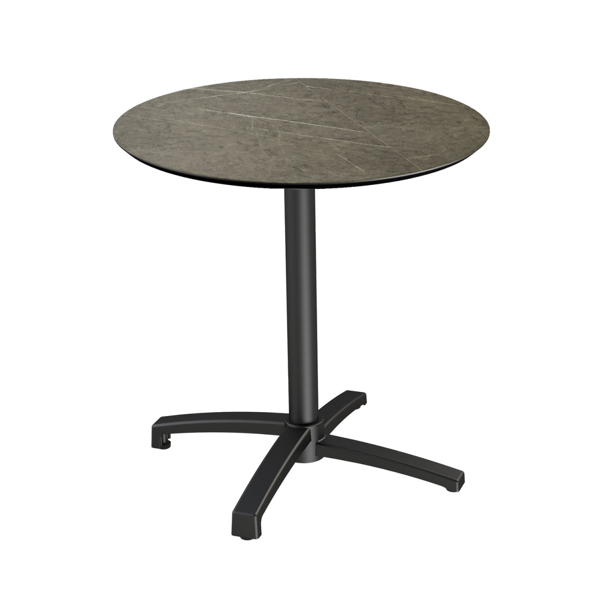 Feros Terrassentisch X Cross Schwarz Gestell + HPL rund 74 cm (H); braun; rund