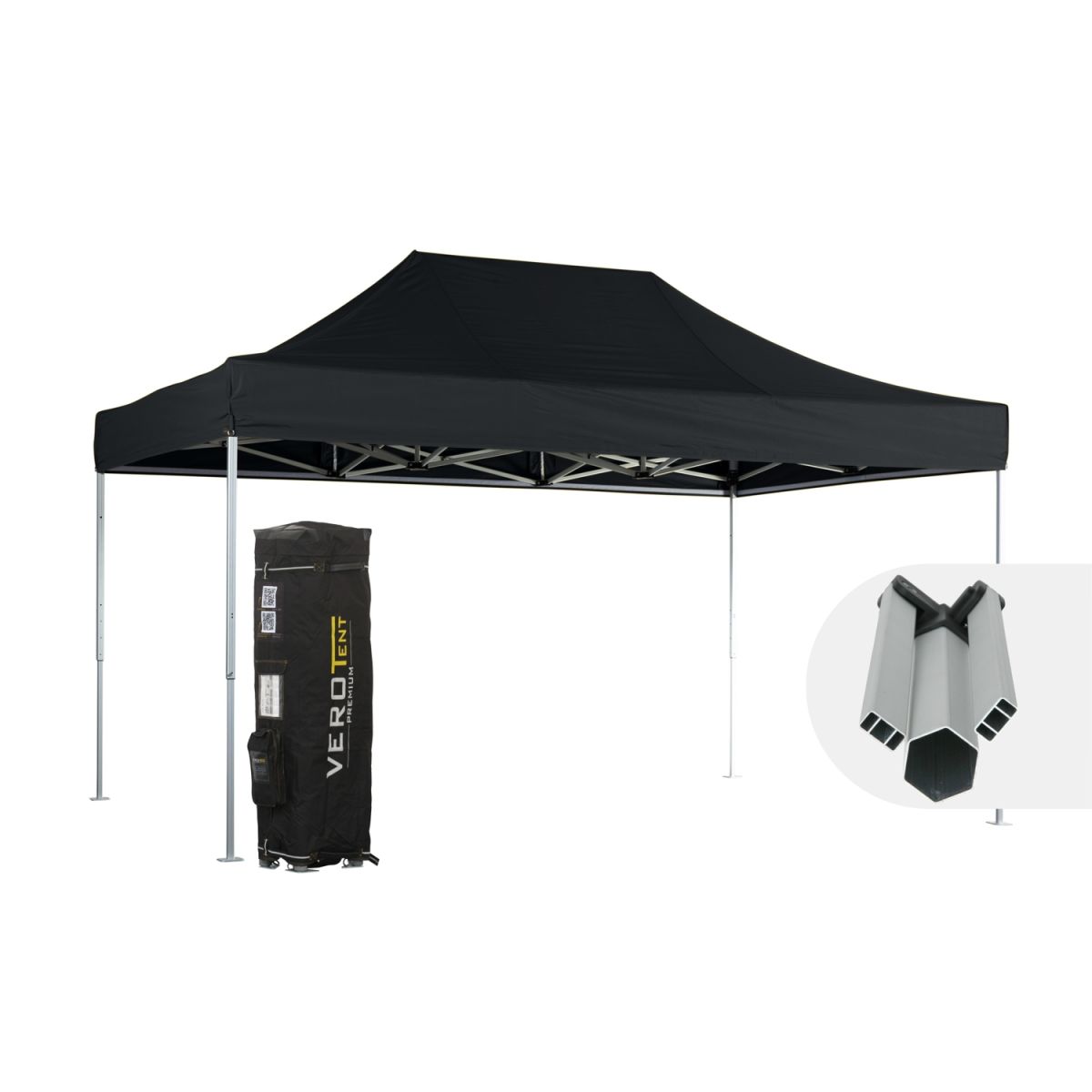 VeroTENT VeroTENT Faltpavillon 3x4,5m Starter mit Dach 300x450x330 cm (LxBxH); schwarz