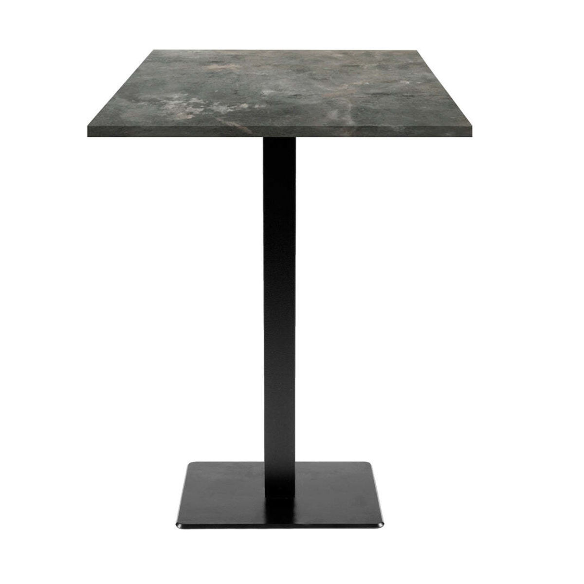 RestooTab Stehtisch Milan quadratisch - Dekor Stein & Holz 60x60x113 cm (LxBxH); Platte graublau, Gestell schwarz; quadratisch