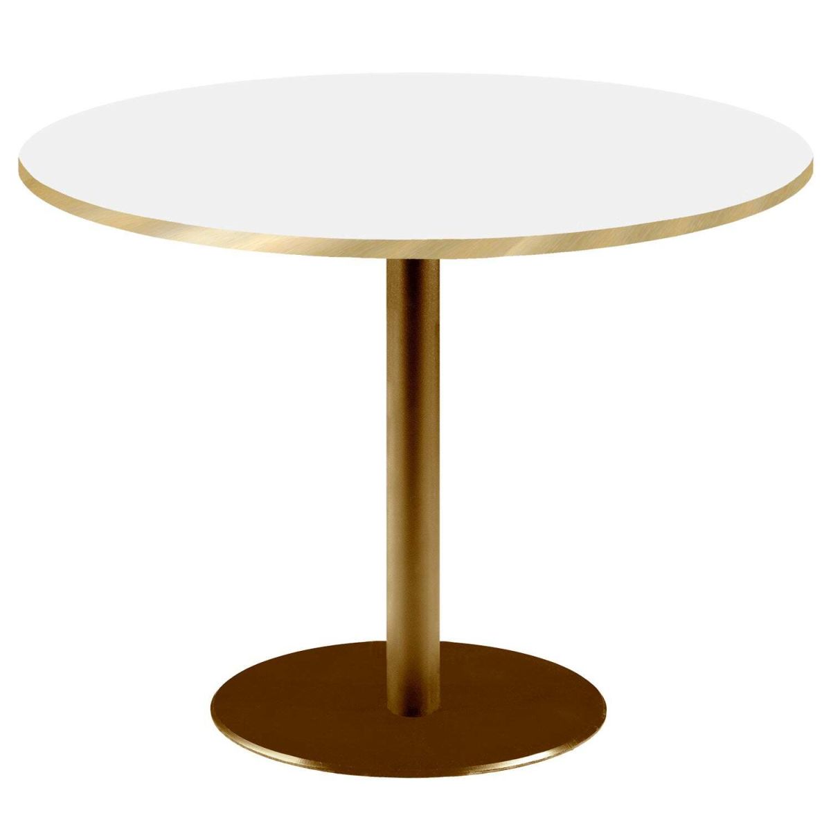RestooTab Tisch Rome XL rund Gestell goldmetallic - Kanten messingfarben 75x120 cm (HxØ); Platte weiß/messing, Gestell messing; rund