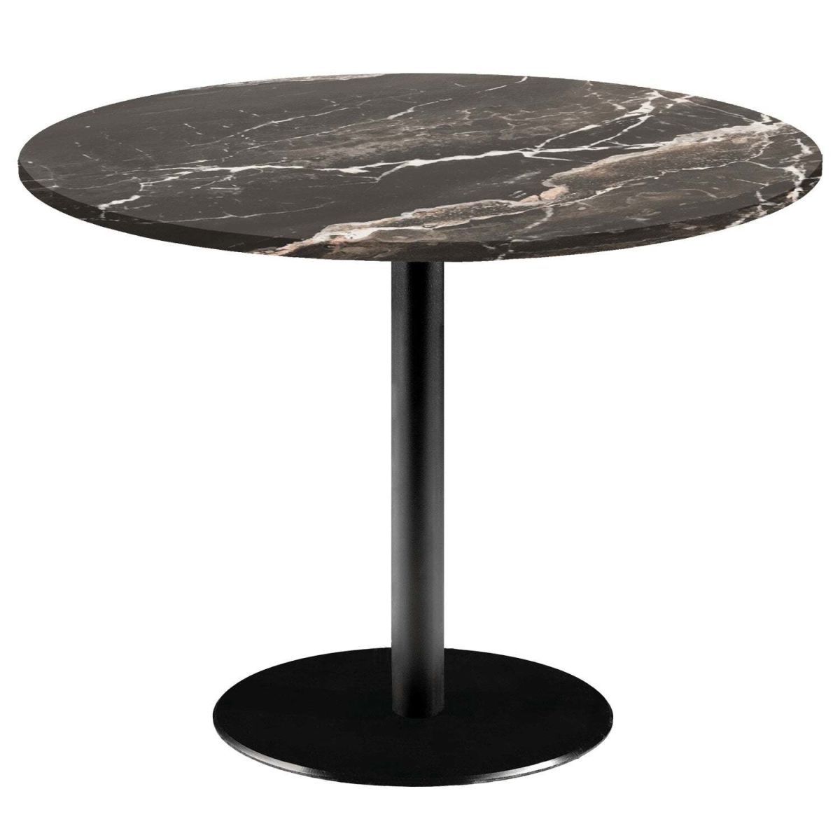 RestooTab Tisch Rome XL rund - Dekor Stein & Marmor 75x120 cm (HxØ); Platte schwarz, Gestell schwarz; rund