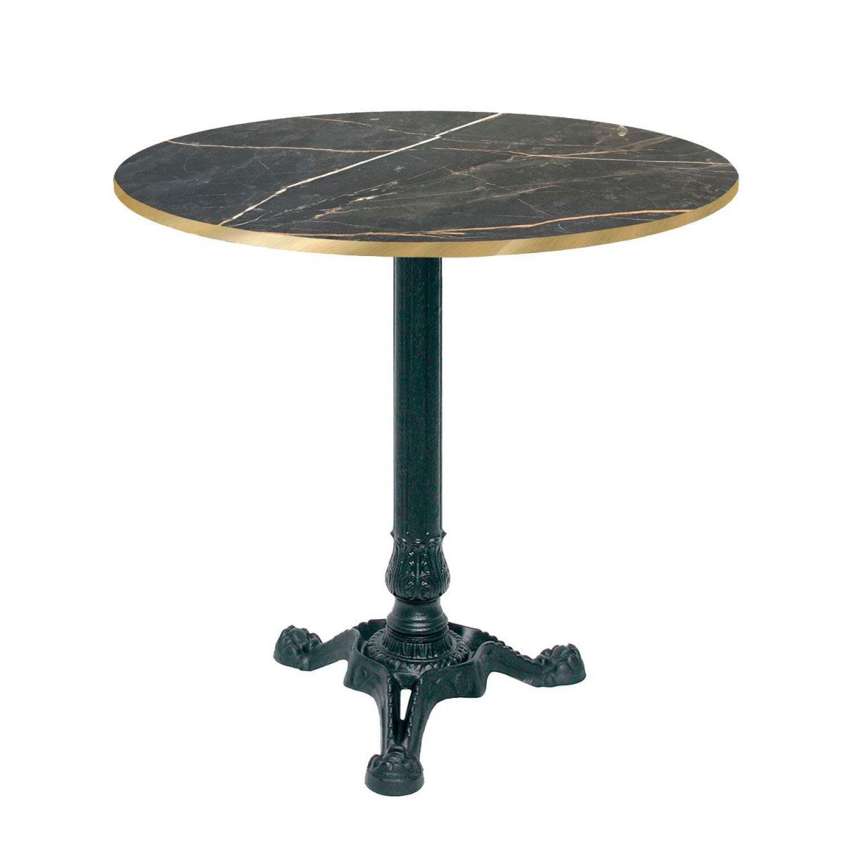 RestooTab Tisch Bistrot rund - Kanten messingfarben 70x70x75x70 cm (LxBxHxØ); schwarz/gold/messing; Gestell schwarz; rund