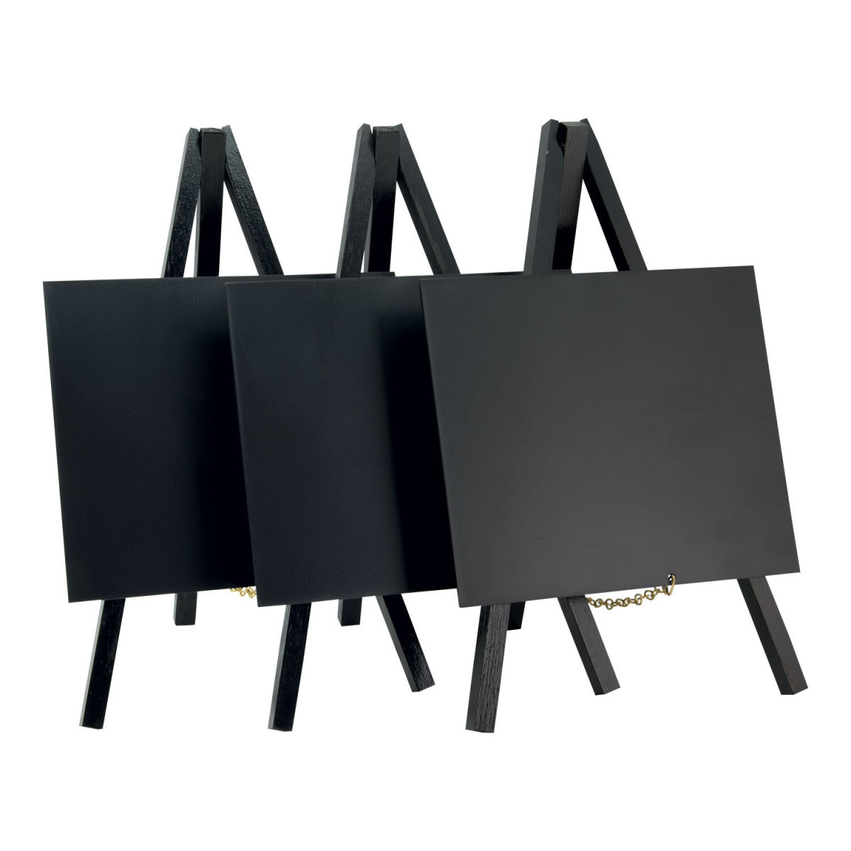 Set di 3 Mini Lavagne da Tavolo su Cavalletti - Legno finitura laccata mogano Securit; 15x24 cm (LxH); nero