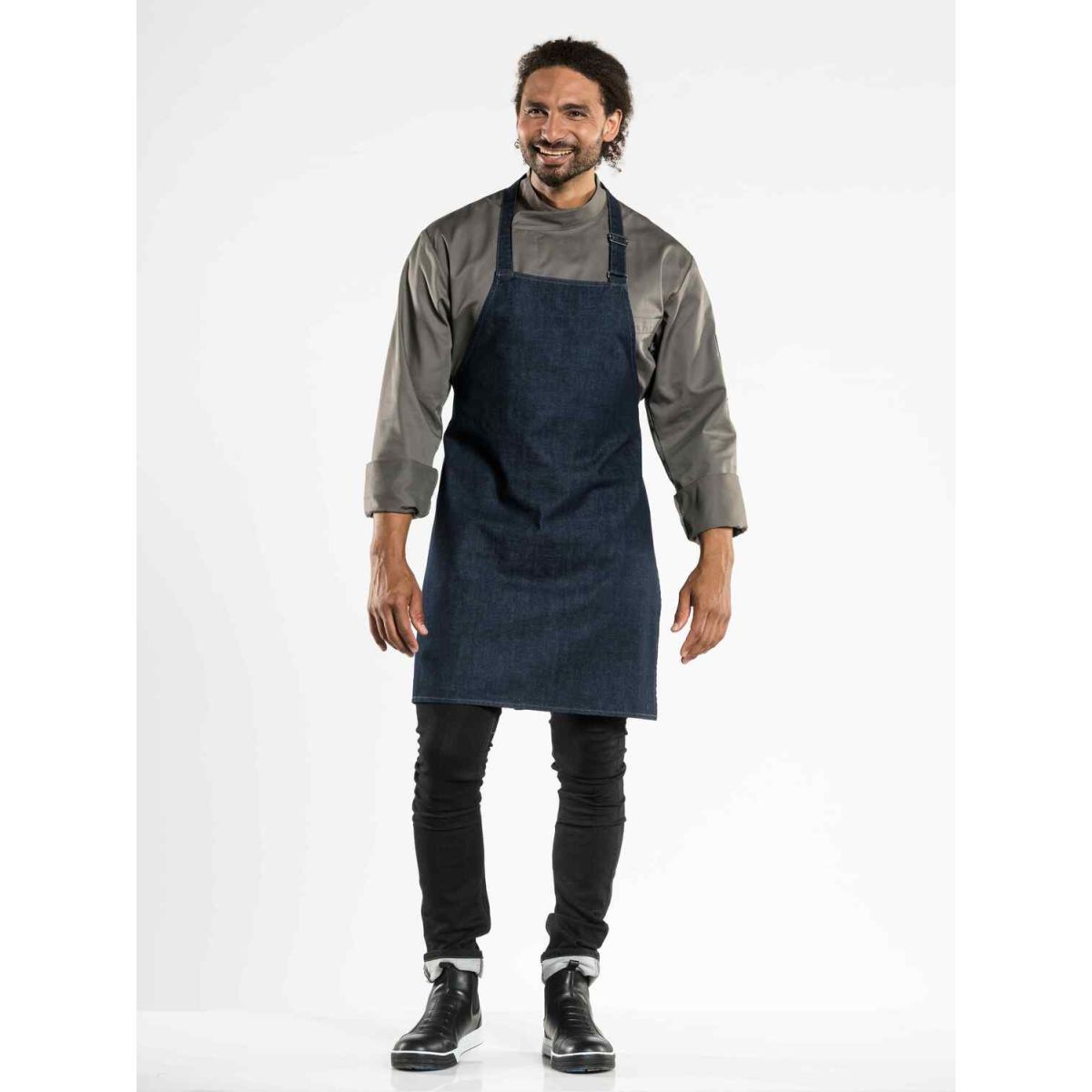 Chaud Devant Latzschürze Plain Blue Denim 31 W70 – L80 80x70 cm (LxB); denim dunkel